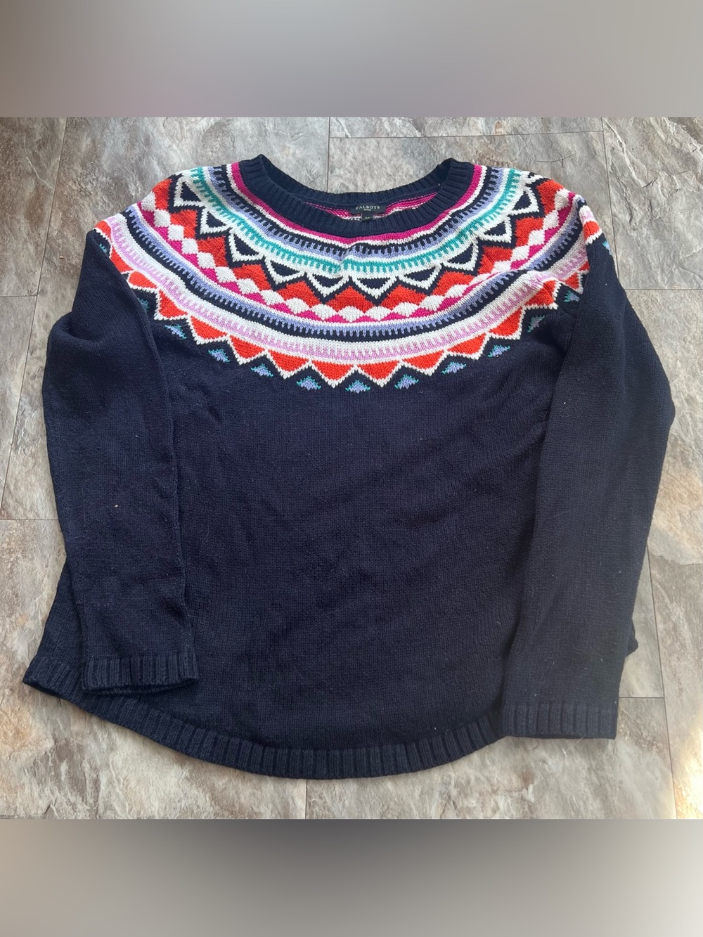 Vintage Talbots Sweater Womens Petite Large Nordic Apres Ski Lodge Artsy Boho